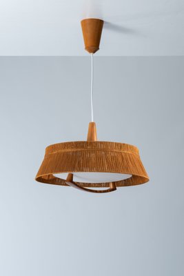 Large Teak and Sisal Pendant Lamp attributed to Temde Leuchten, 1960s-NHX-2042156