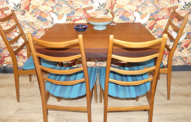 Large Teak Dining Table with Folding Turning Mechanism, 1960s-AFE-1117703