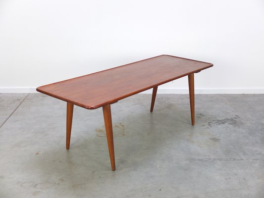 Large Teak & Oak AT-11 Coffee Table by Hans J. Wegner for Andreas Tuck, 1950s-MHV-1245635