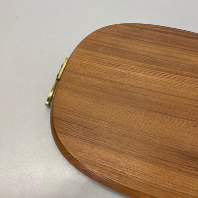 Large Teak Tray Plate Element with Brass Handle attributed to Carl Auböck, Austria, 1950s-QZ-1772929