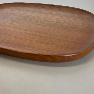 Large Teak Tray Plate Element with Brass Handle attributed to Carl Auböck, Austria, 1950s-QZ-1772929