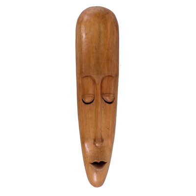 Large Teak Wall Hanging Mask Sculpture, 1950s-XT-2040475