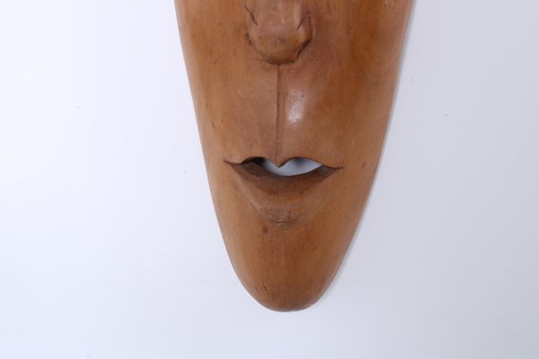 Large Teak Wall Hanging Mask Sculpture, 1950s-XT-2040475