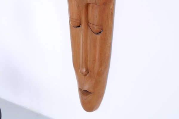 Large Teak Wall Hanging Mask Sculpture, 1950s-XT-2040475