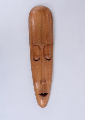 Large Teak Wall Hanging Mask Sculpture, 1950s-XT-2040475