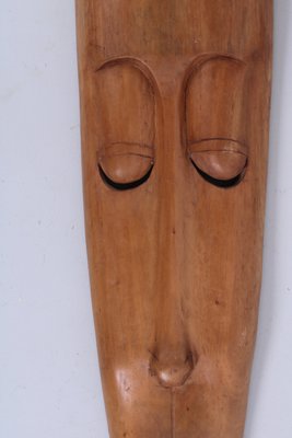 Large Teak Wall Hanging Mask Sculpture, 1950s-XT-2040475