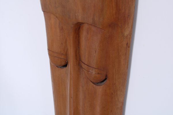 Large Teak Wall Hanging Mask Sculpture, 1950s-XT-2040475