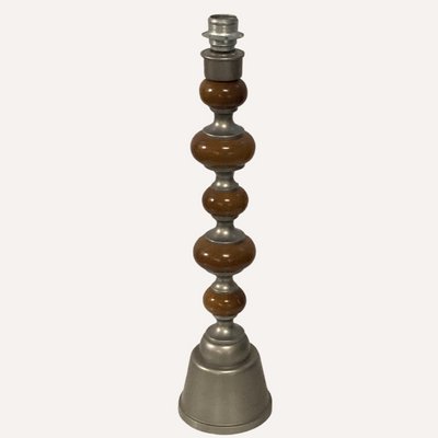 Large Teak & Zinc Table Lamp, Denmark, 1970s-BHG-1162320