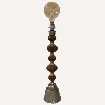 Large Teak & Zinc Table Lamp, Denmark, 1970s-BHG-1162320