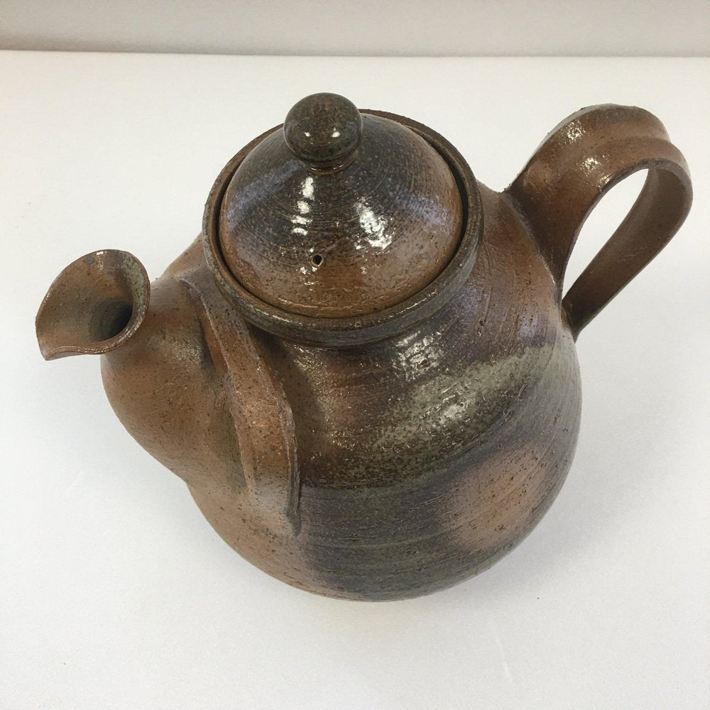 Large Teapot in Enameled Sandstone, Denmark, 1960s