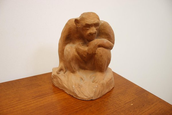 Large Terracotta Sitting Monkey-EZZ-704284