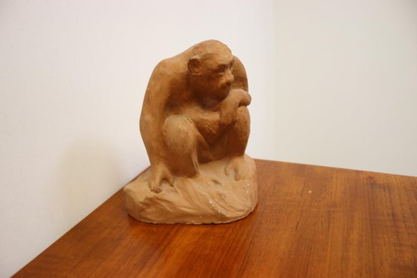 Large Terracotta Sitting Monkey-EZZ-704284