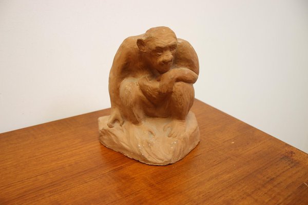 Large Terracotta Sitting Monkey-EZZ-704284