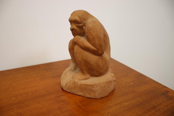 Large Terracotta Sitting Monkey-EZZ-704284