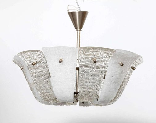 Large Textured Ice Glass Chandelier from Kalmar, 1950s-KL-620501