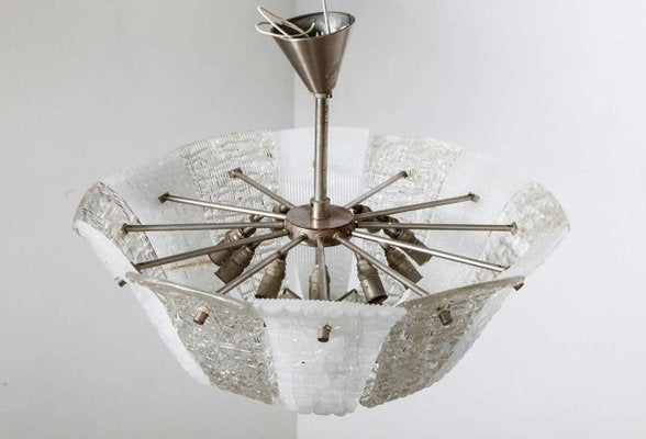 Large Textured Ice Glass Chandelier from Kalmar, 1950s-KL-620501