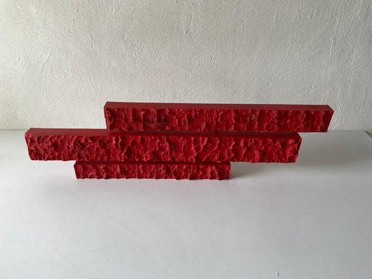 Large Textured Red Plastic Triple Shade Mood Lamp by Uwe Mersch Design, 1970s-RDS-1146545