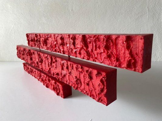 Large Textured Red Plastic Triple Shade Mood Lamp by Uwe Mersch Design, 1970s-RDS-1146545