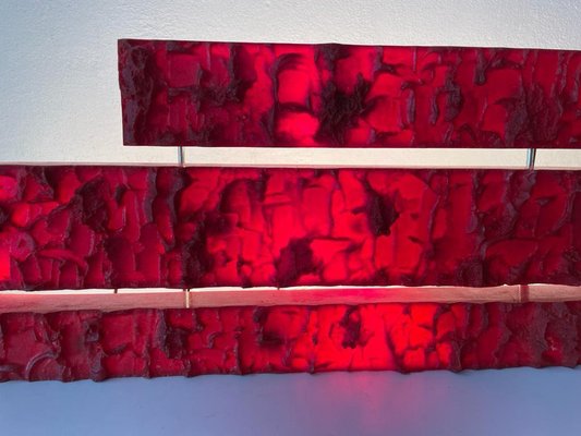 Large Textured Red Plastic Triple Shade Mood Lamp by Uwe Mersch Design, 1970s-RDS-1146545