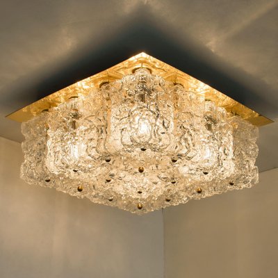 Large Thick Textured Glass Ceiling Flushmount from Kaiser, 1960s-VDW-1287202