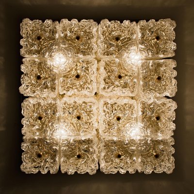 Large Thick Textured Glass Ceiling Flushmount from Kaiser, 1960s-VDW-1287202