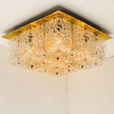 Large Thick Textured Glass Ceiling Flushmount from Kaiser, 1960s-VDW-1287202