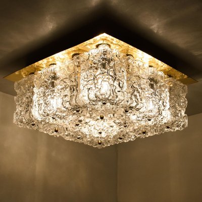 Large Thick Textured Glass Ceiling Flushmount from Kaiser, 1960s-VDW-1287202