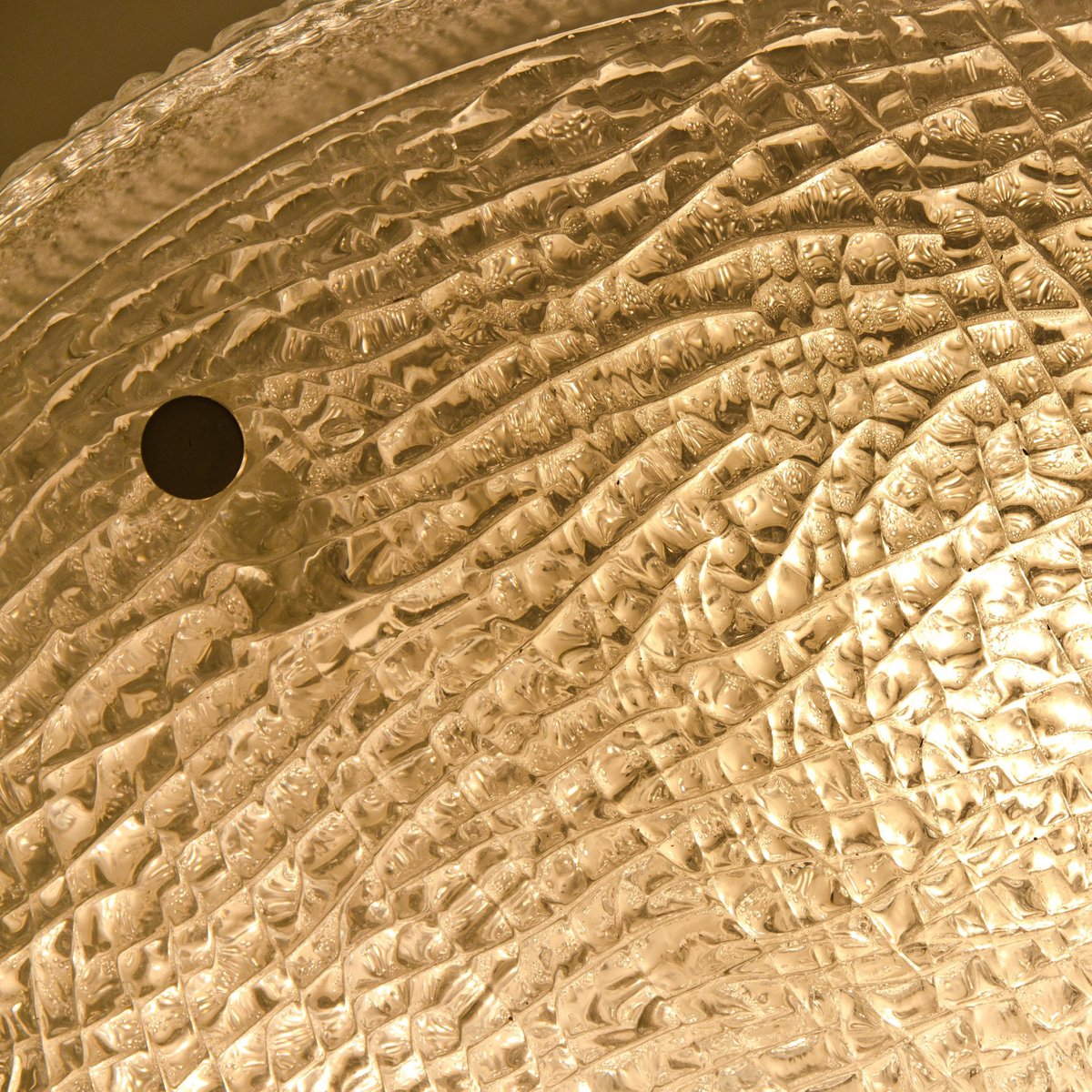 Large Thick Textured Glass Ceiling Light from Kalmar, 1960s