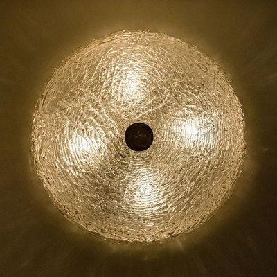 Large Thick Textured Glass Flushmount Ceiling Light from Kaiser, Germany, 1960s-VDW-1274188