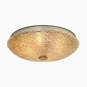 Large Thick Textured Glass Flushmount Ceiling Light from Kaiser, Germany, 1960s-VDW-1274188