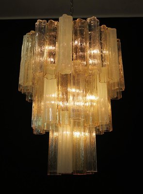 Large Three-Tier Murano Glass Tube Chandeliers, 1980s, Set of 2-OVO-1245616