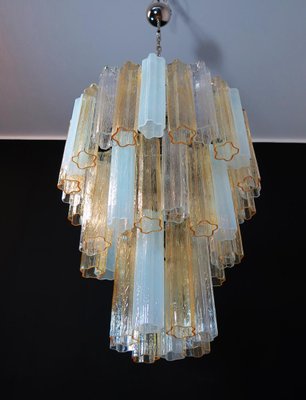 Large Three-Tier Murano Glass Tube Chandeliers, 1980s, Set of 2-OVO-1245616