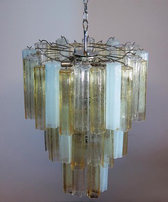 Large Three-Tier Murano Glass Tube Chandeliers, 1980s, Set of 2-OVO-1245616