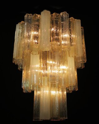 Large Three-Tier Murano Glass Tube Chandeliers, 1980s, Set of 2-OVO-1245616