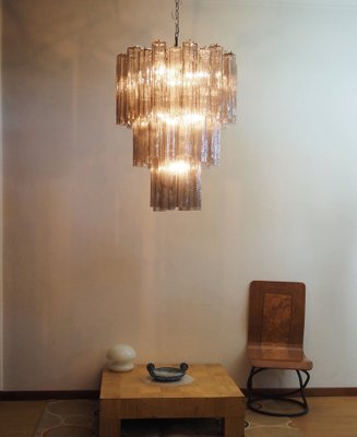 Large Three-Tier Venini Murano Glass Tube Chandelier with 48 Smoked Glasses, 1990s-FHZ-1818508