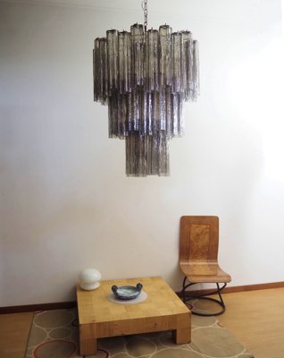 Large Three-Tier Venini Murano Glass Tube Chandelier with 48 Smoked Glasses, 1990s-FHZ-1818508