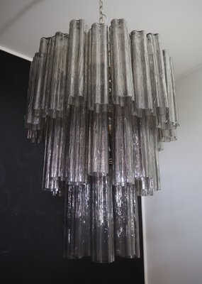 Large Three-Tier Venini Murano Glass Tube Chandelier with 48 Smoked Glasses, 1990s-FHZ-1818508