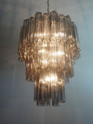 Large Three-Tier Venini Murano Glass Tube Chandelier with 48 Smoked Glasses, 1990s-FHZ-1818508