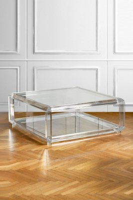 Large Transparent Living Room Table in Glass and Methacrylate, 1970-MNF-1770925