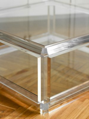 Large Transparent Living Room Table in Glass and Methacrylate, 1970-MNF-1770925