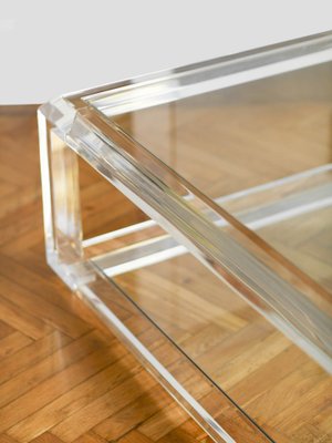 Large Transparent Living Room Table in Glass and Methacrylate, 1970-MNF-1770925