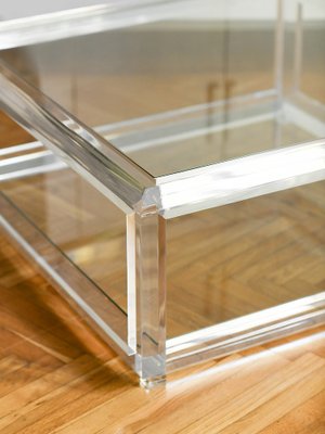 Large Transparent Living Room Table in Glass and Methacrylate, 1970-MNF-1770925