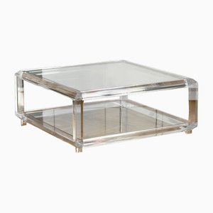 Large Transparent Living Room Table in Glass and Methacrylate, 1970-MNF-1770925