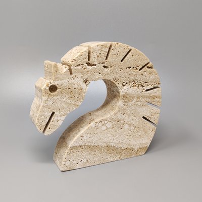 Large Travertine Horse Sculpture by Enzo Mari for f.lli Mannelli, 1970s-QGR-1314787