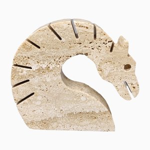 Large Travertine Horse Sculpture by Enzo Mari for f.lli Mannelli, 1970s-QGR-1314787