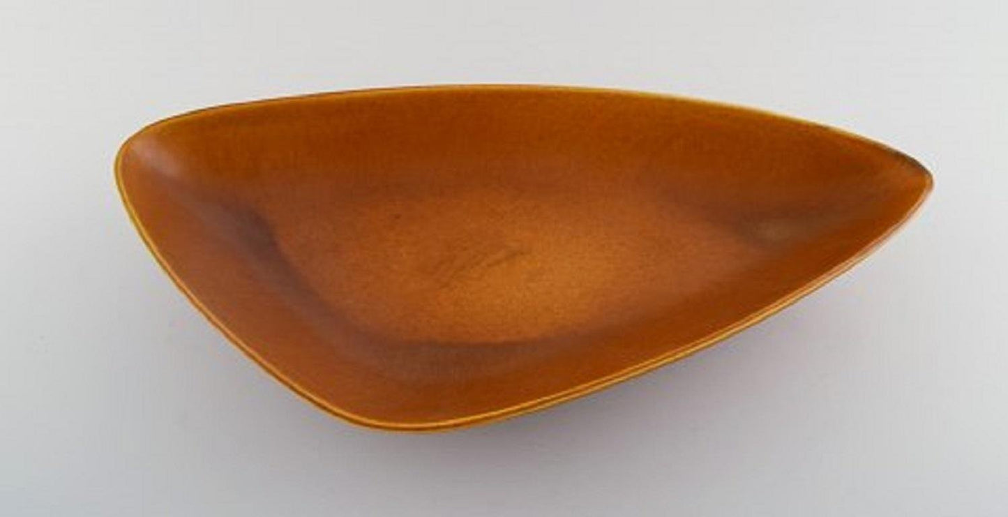 Large Triangular Dish in Glazed Ceramic by Gunnar Nylund for Nymølle, 1960s