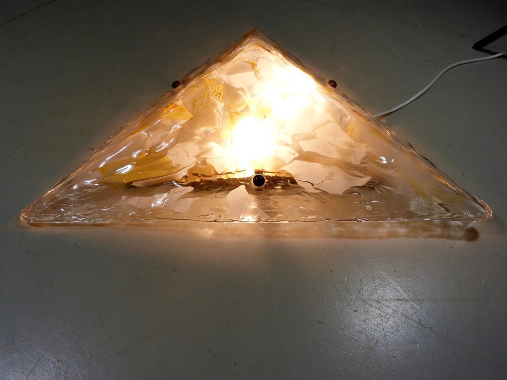 Large Triangular Glass Wall Light, 1960s