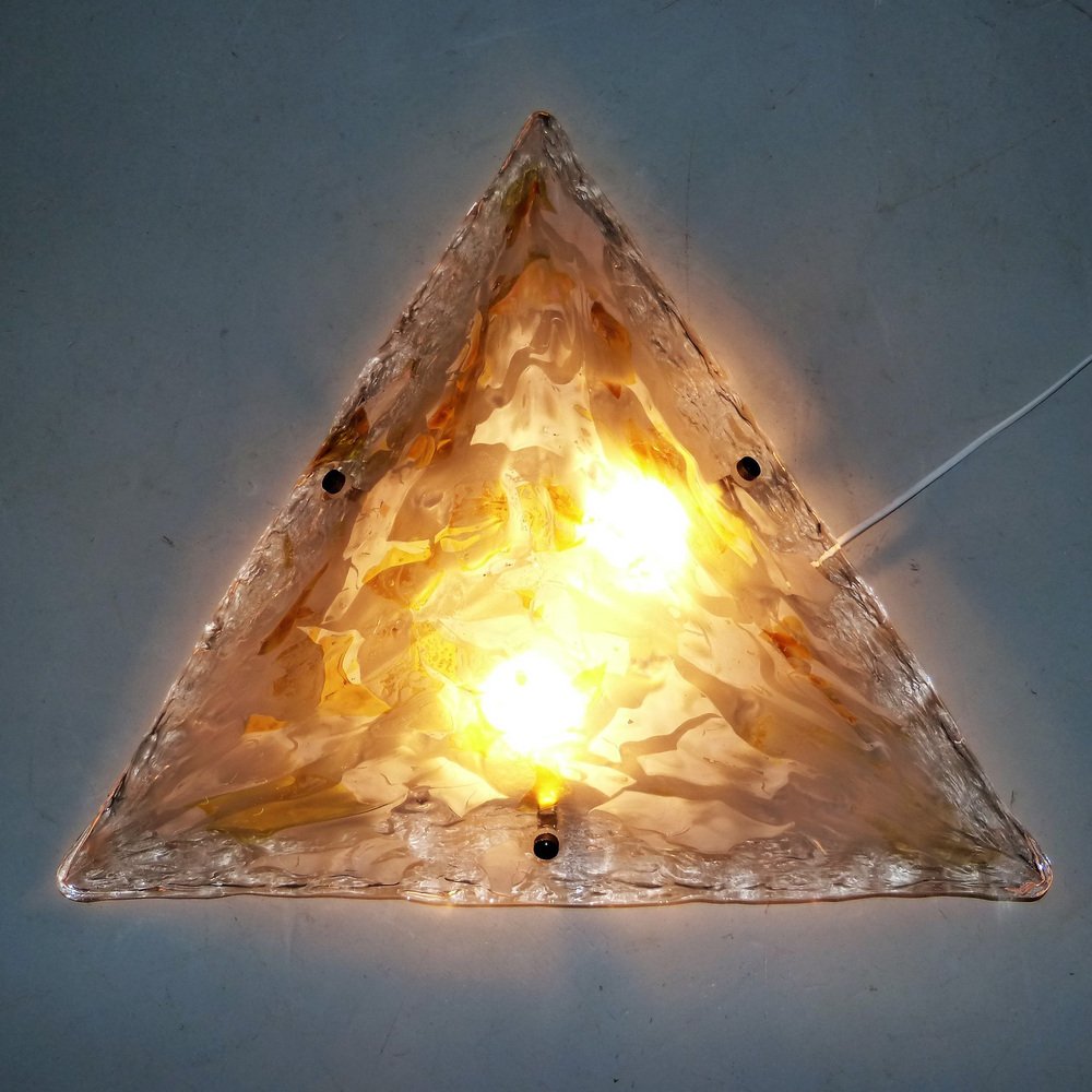 Large Triangular Glass Wall Light, 1960s