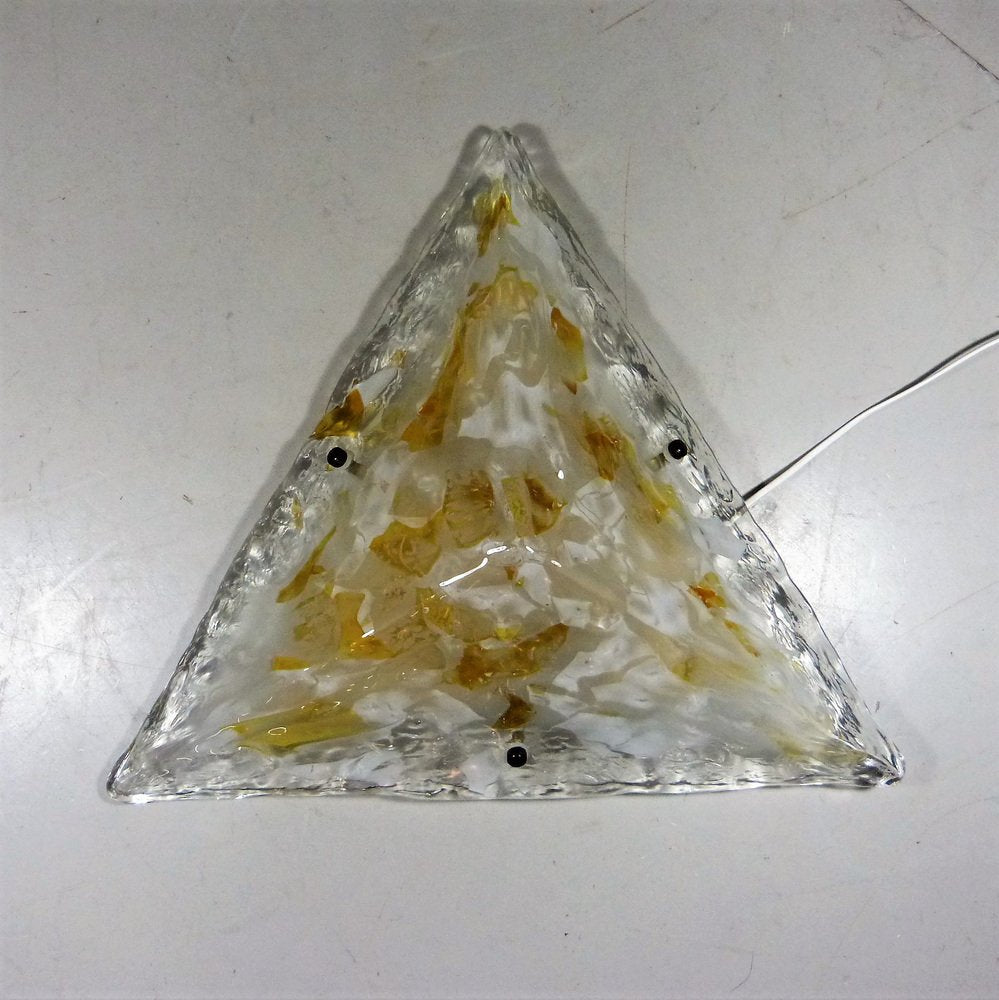 Large Triangular Glass Wall Light, 1960s