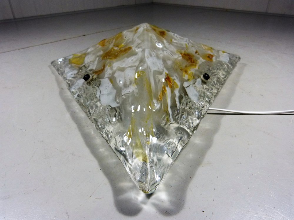 Large Triangular Glass Wall Light, 1960s